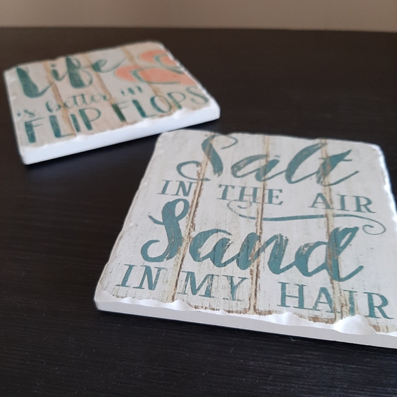Cute bundle of two summery stone coasters/signs - Picture 3 of 4